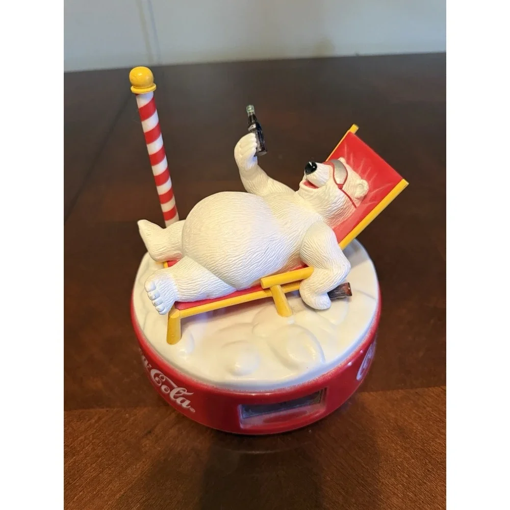 Vintage 1995‎ Coca-Cola Polar Bear Musical Alarm Clock Nostalgic Read